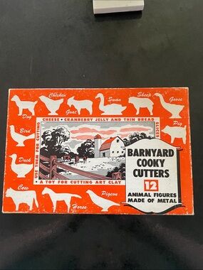 Barnyard Cooky Cutters 12 Animal Figures - Orange & White Tin